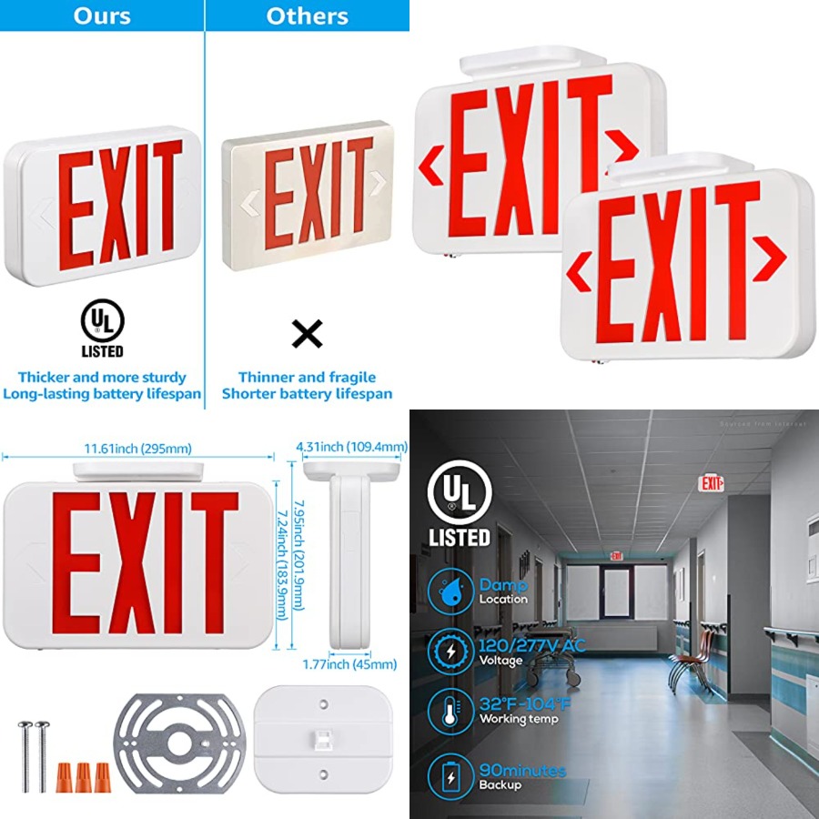 LED Exit Sign, Emergency Exit  - đánh giá và giá Emergency Exit Sign